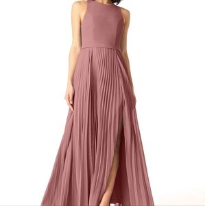 Azazie Pink Pleated Halter Gown for Weddings